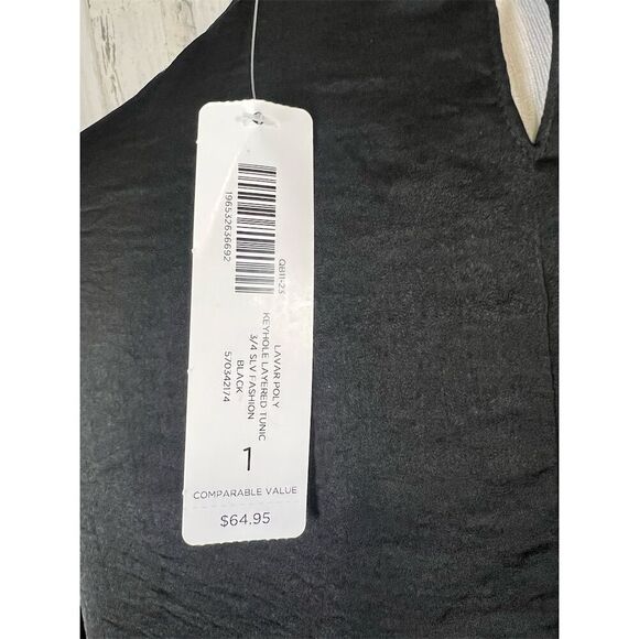 Chico’s Size 1 Black Layered Tunic 3/4 Sleeve New with Tags - Picture 6 of 8